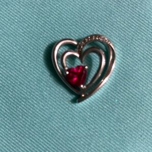 Sterling Heart Garnet Pendant